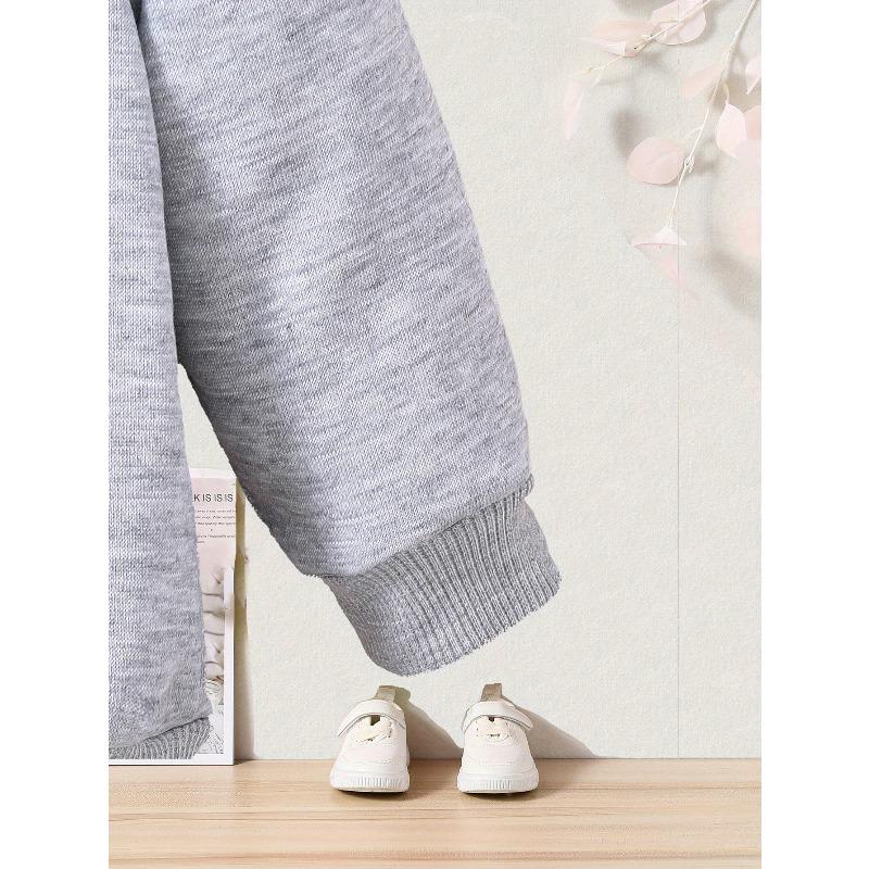 Cartoon Space Print Crew Neck Sweatshirt - Fabric Casual Active Pullover for Children - Regular Fit Applique Alphabet Pattern