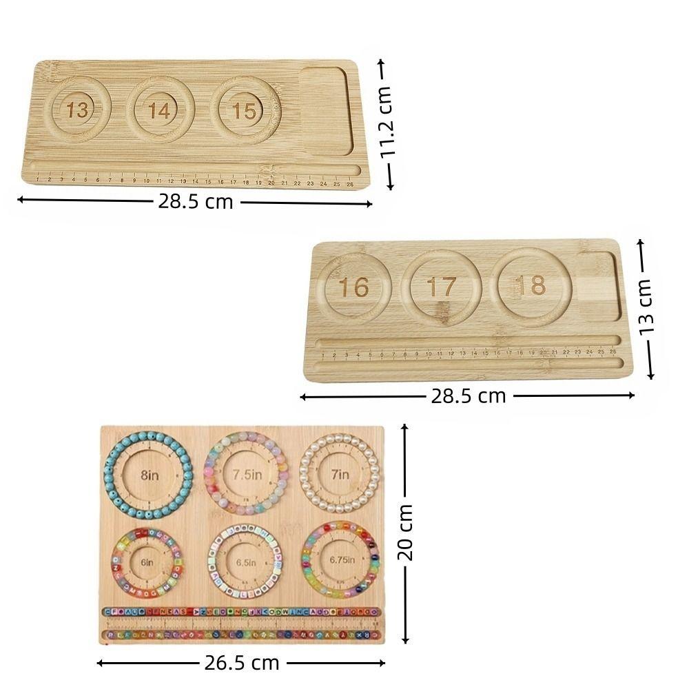 Wooden Bead Boards with Scale Measurement Tool Beading Holder Tray 6" 6.5" 6.75" 7" 7.5" 8" Beading Organizer for Jewelry Making