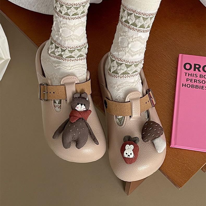 Lightweight and cute cartoon thick-soled bag head slippers women's summer wear soft-soled heightening Birkenstock slippers