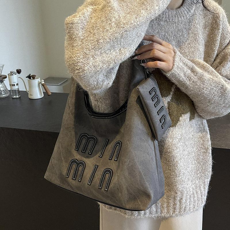 Retro Underarm Bag Women's 2025 New Fashion Casual Handbag Nature Letter Shoulder Tote Bag