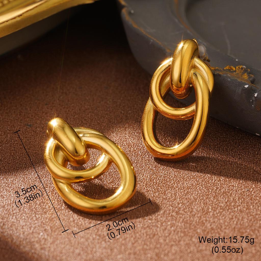 European and American stainless steel circle earrings, personalized high-end ins earrings, titanium steel earrings, contrasting color and