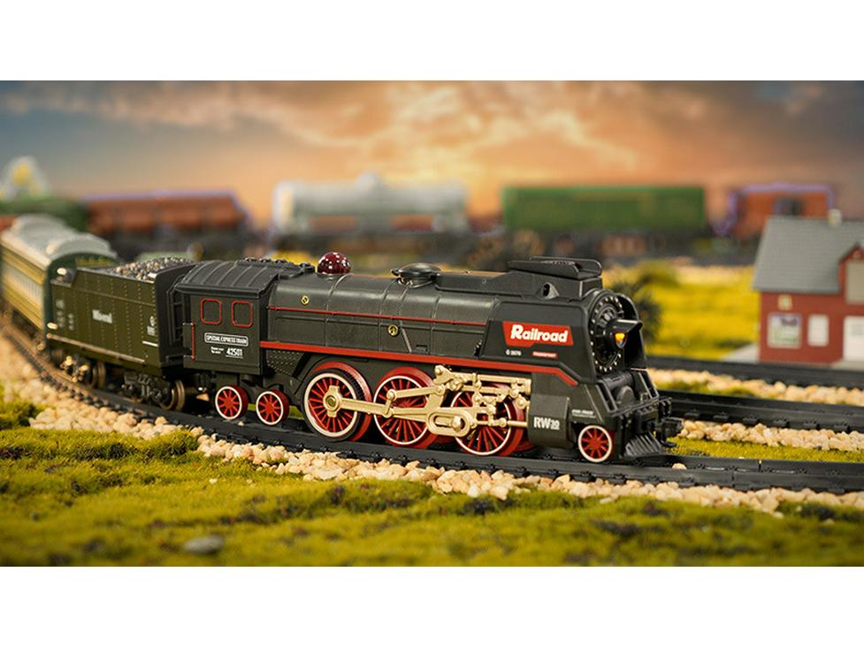 Boy's Green Retro Steam Train EMU Model - Cross-Border Remote Control Educational Toy