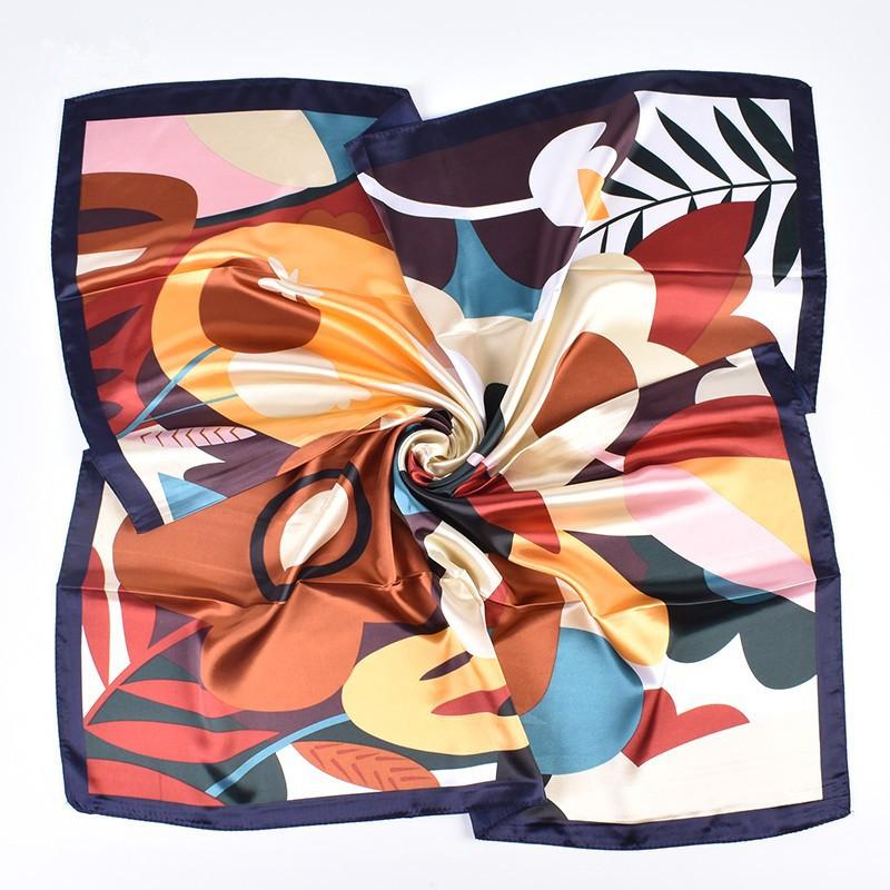 Luxury Fashion Print 90*90Cm Silk Square Scarf Women Soft Satin Hairband Neckerchief Tie Female Headband Foulard Bag Ribbon