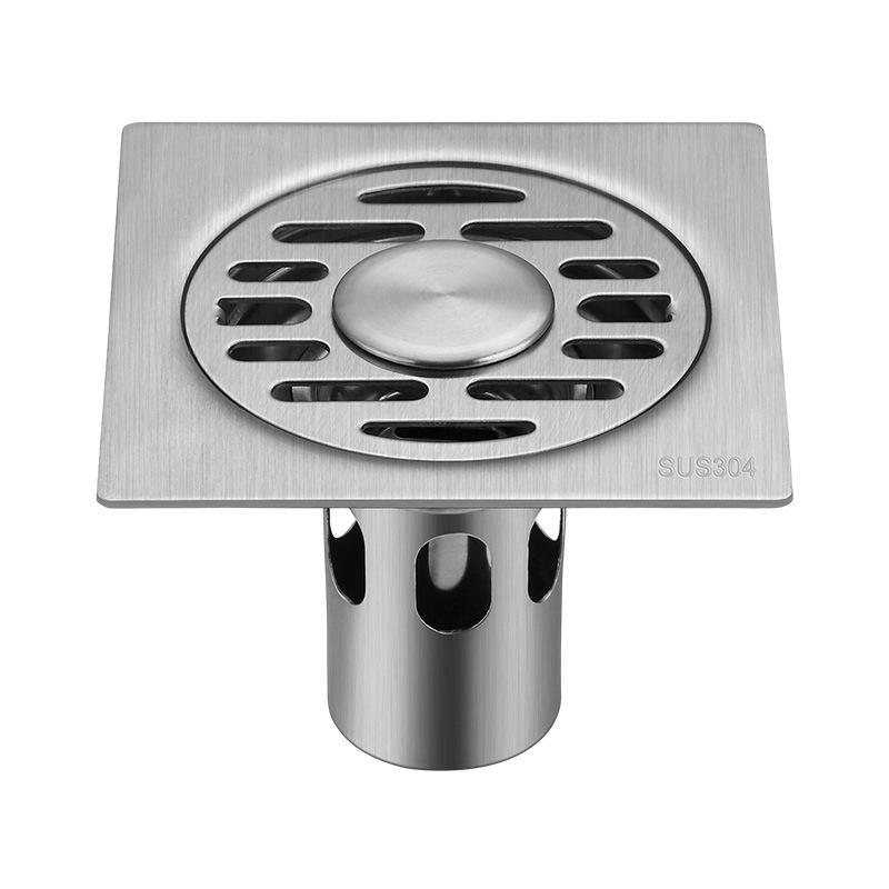 Stainless Steel Square Shower Floor Drain Detachable Odor Proof Bathroom Parts Accessories