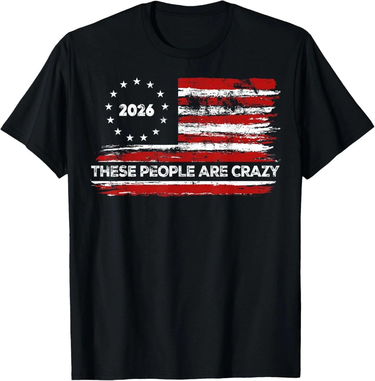 These People are Crazy USA Flag T-Shirt L