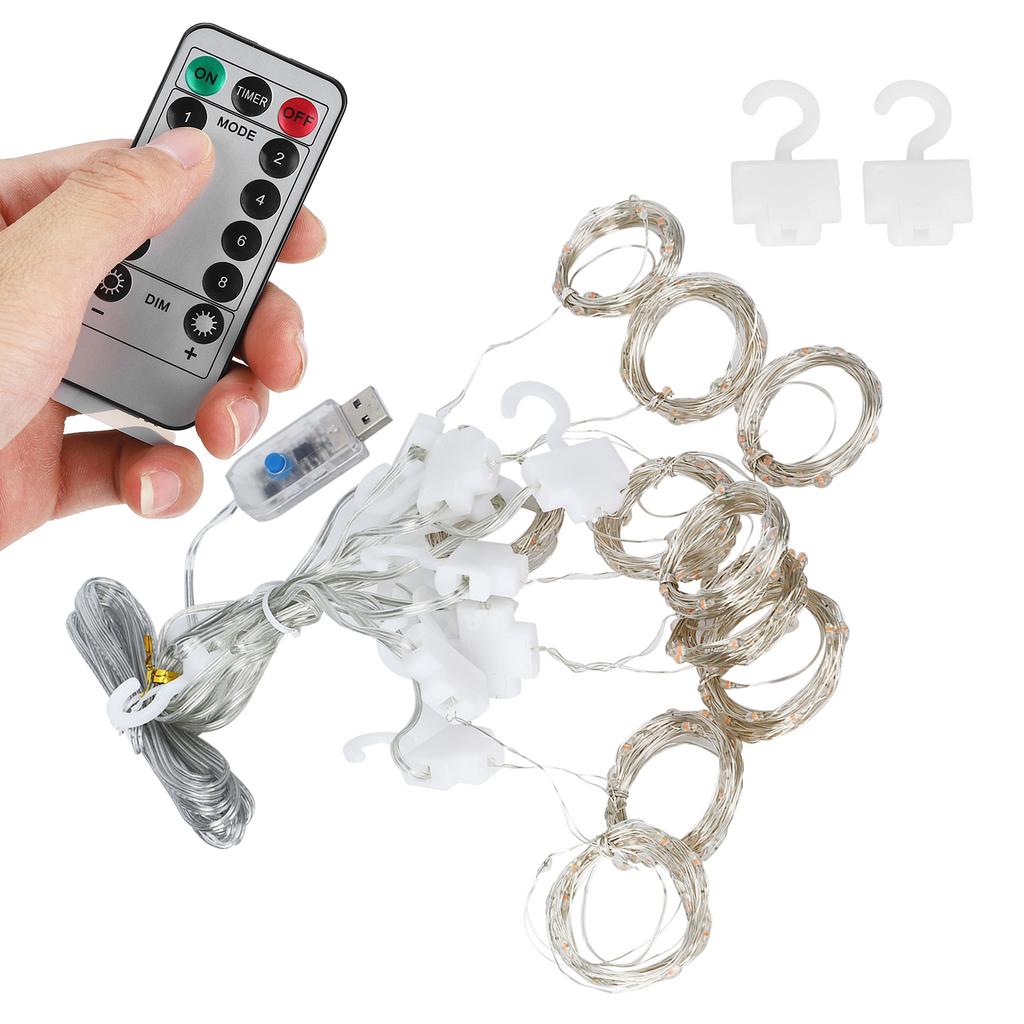 3x3 m USB Fenster Vorhang Lichterkette mit Fernbedienung für Weihnachts- Festdekoration