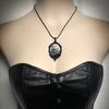 Gothic Style Exaggerated Black Color Metal Graveyard Bat Pendant Necklaces for Women Punk Style Leather Cord Jewelry