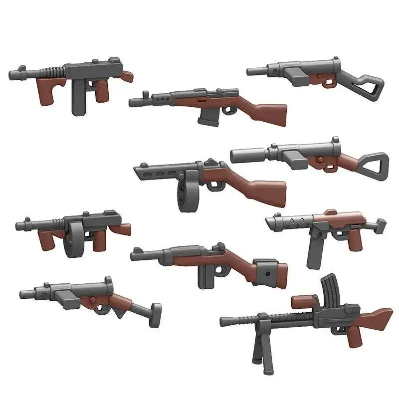 5 CM WWII Military Building Blocks American German Soviet Soldier Figures Weapons Accessories Guns Pistol Sniper Belt Mini Bricks MOC