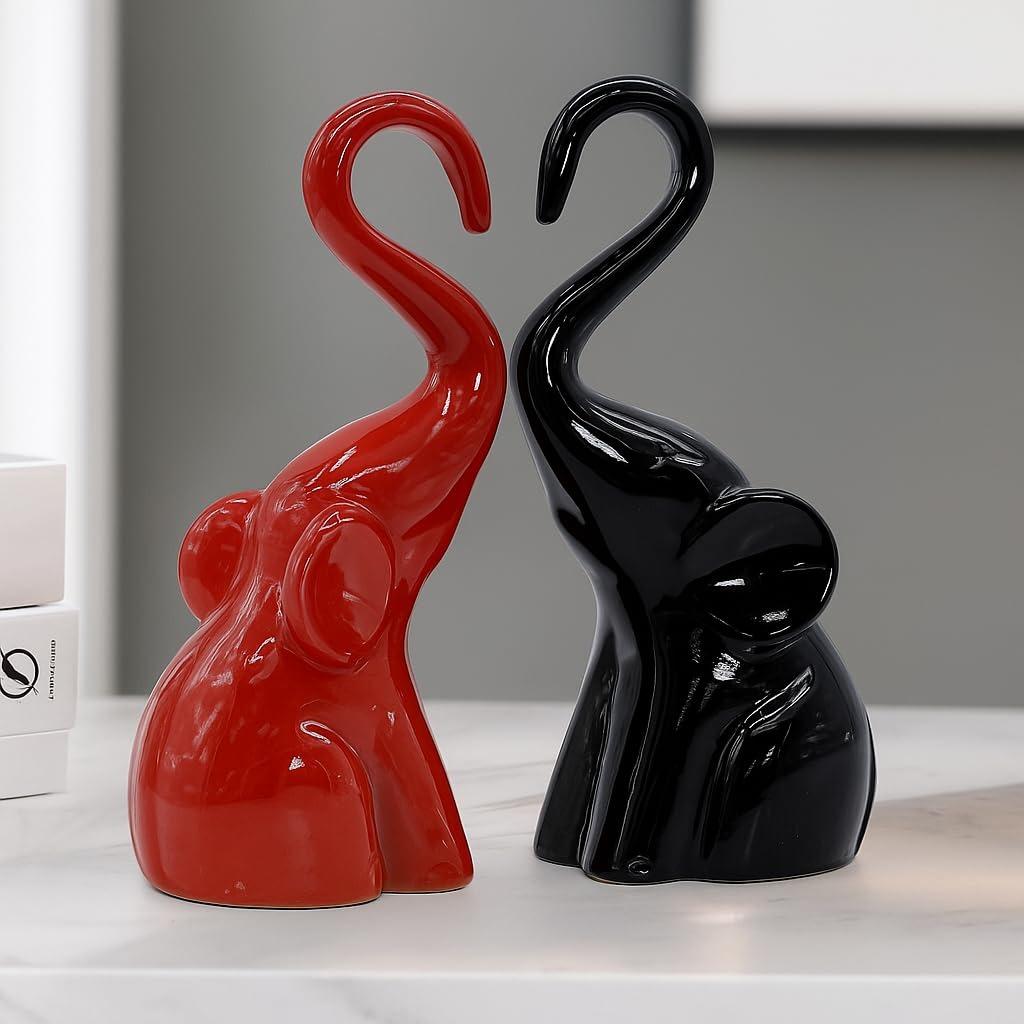 

Home Décor Elephant Couple Showpiece Statue for Good Luck Fengshui, Decorative Items Figurine for Home Decoration Living Room Onesize