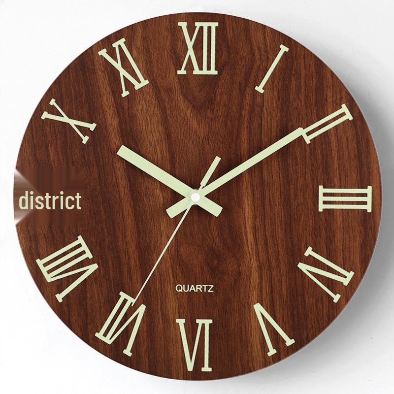 12" Luminous Silent Quartz Wall Clock - Creative Wooden Design for Living Room