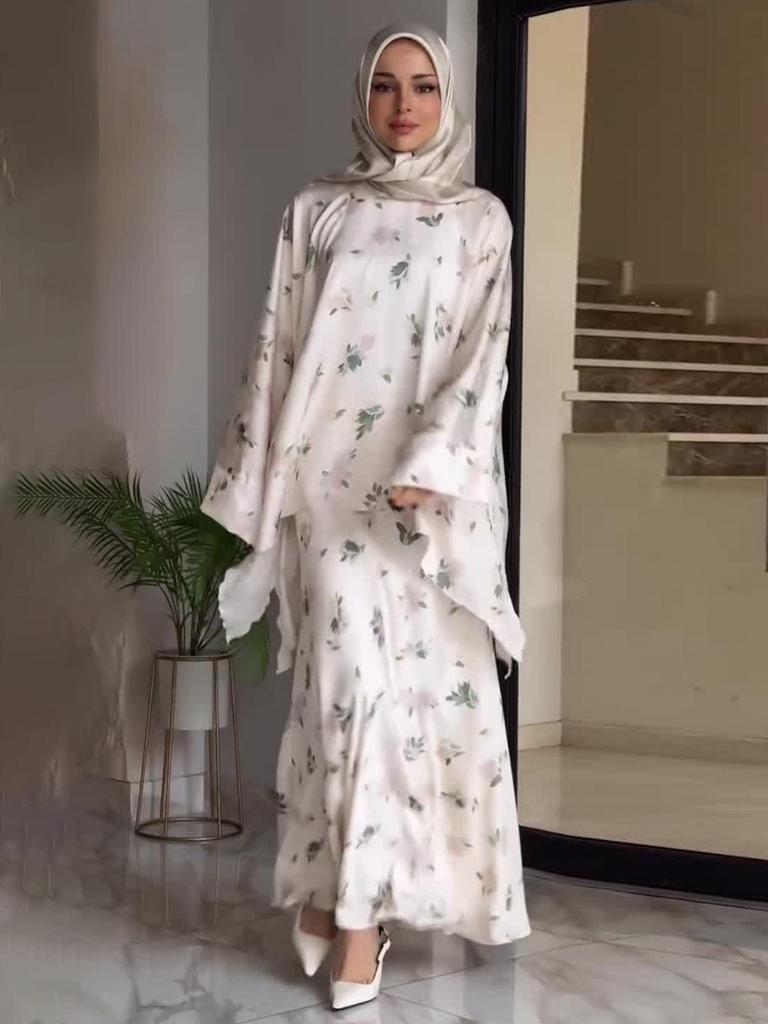 Women's Casual Printed Long Robe Dress Set - European American Spring/Summer 2025 Collection