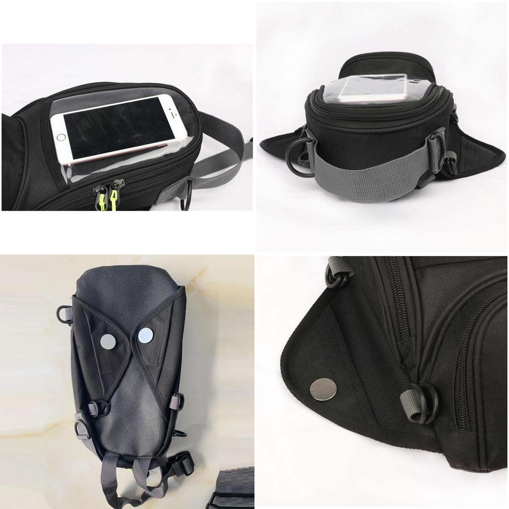 Sleek Black Magnetic Motorbike Bag With Waterproof Cover For Oil Fuel Tank