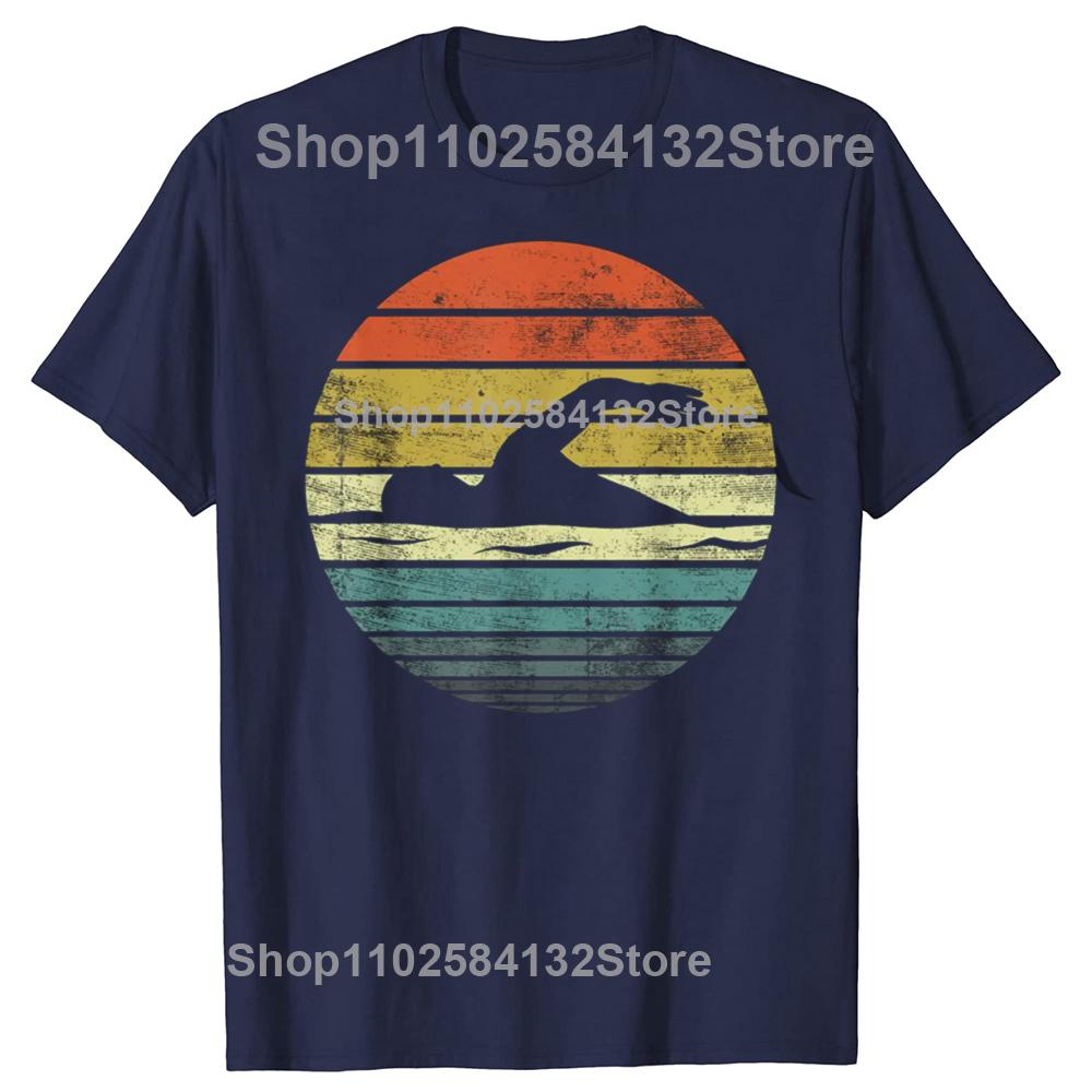 Swimmer Retro Vintage Sunset Swim Swimming Tshirts Men Womens Fashion Casual Tshirt 100 Cotton Loose Oversized T Shirt