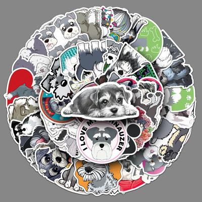 50 Schnauzer Graffiti Stickers Personalized Cartoon Cute Dog Decorative Mobile Phone Case Water Cup Waterproof Stickers