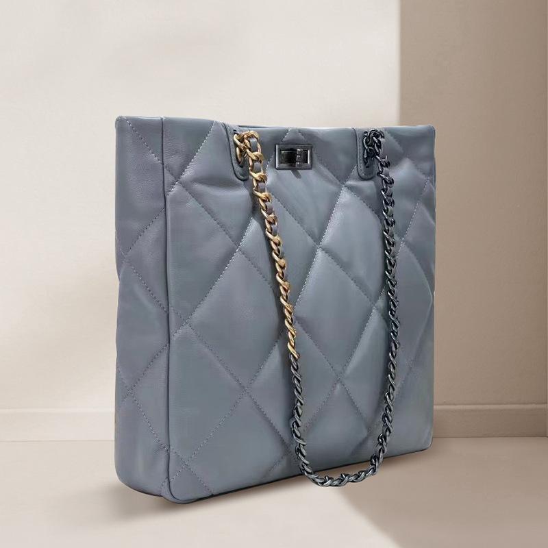 Leather Small Fragrant Wind 19Bag Shopping Bag Sheepskin Rhombus Chain Tote Bag Shoulder Bag Large Capacity Women'S Bag