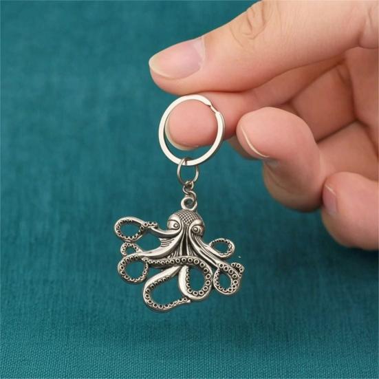 Keychain Pendant Octopus Design Multi-Tentacled Ocean Charm Alloy Key Chain Compact Size Backpack Bag