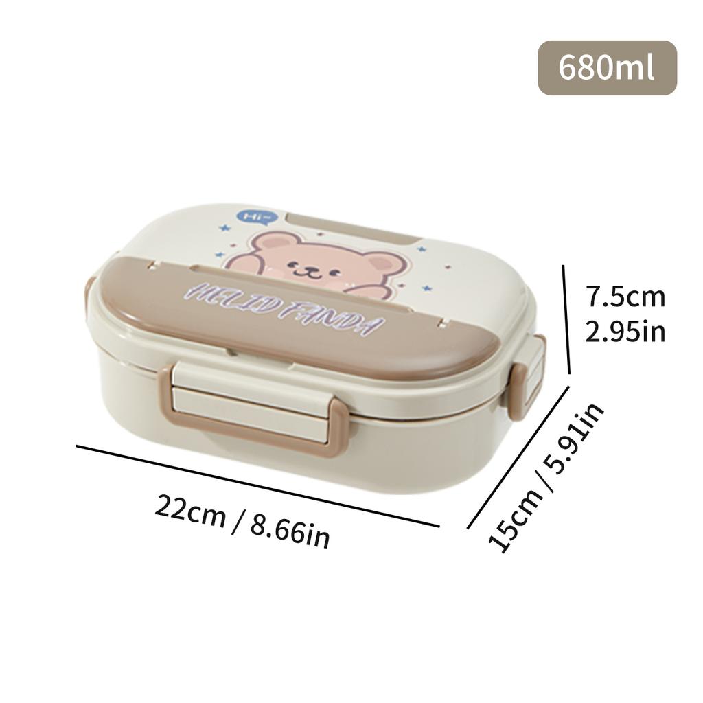 2-Compartment 304 Stainless Steel Lunch Box With Tableware Portable Food Container Microwave Divided Bento Box With Lid