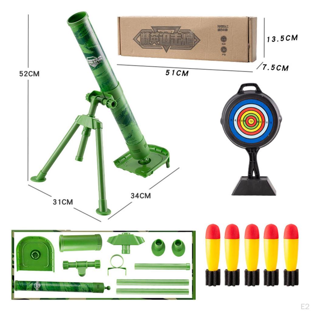 Mortar Launcher Playset Rocket Set with 5 Foam Shells, Soft, for 6-12 Years Old