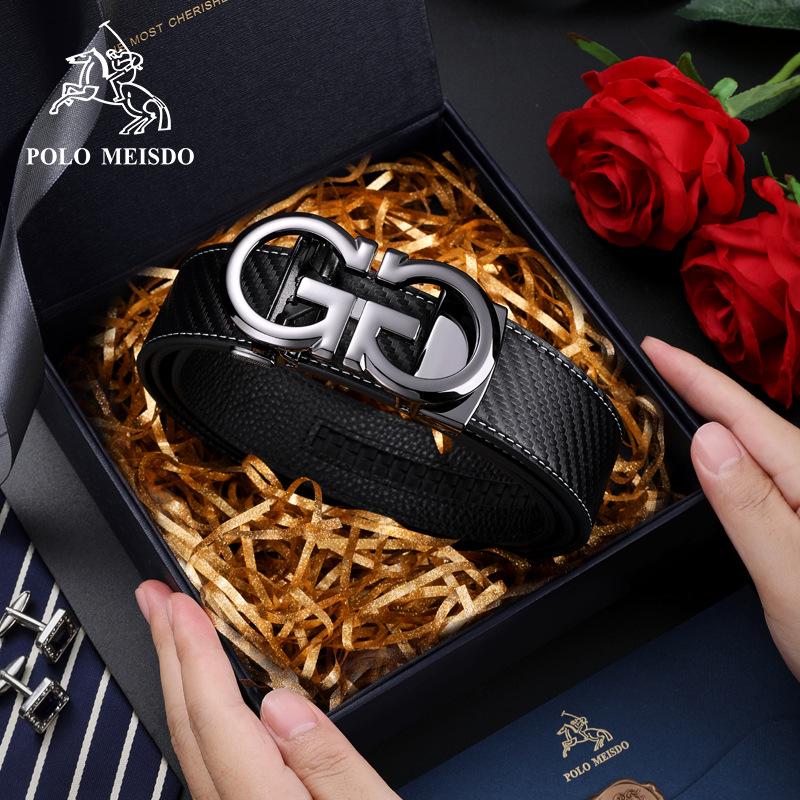 Paul Messder Men's Genuine Leather Belt with Automatic Buckle - High-End Business and Fashion Accessory.