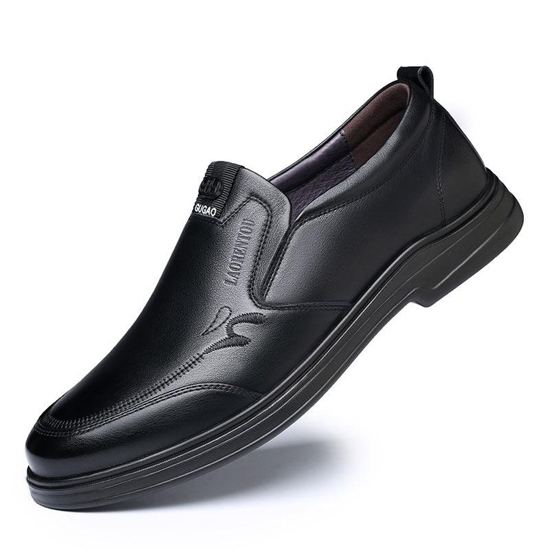 Alter Mann Kopf Lederschuhe Herren neue koreanische Version von lässigen Lederschuhen Herren Rindsleder atmungsaktiv weiche Sohle koreanische Version von lässigen Herrenschuhen 1