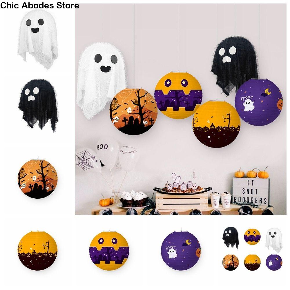 Creative Ghost Halloween Paper Lantern Paper Handmade Festival Ghost Lanterns Bat DIY Halloween Hanging rPops Ghost Festival