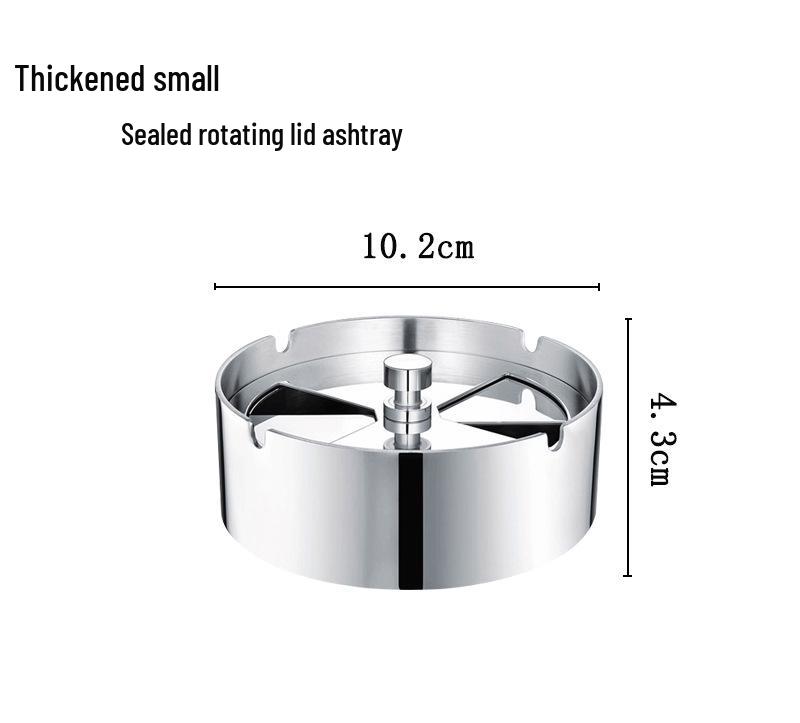 Seiko Stainless Steel Ashtray with Lid - Creative, Thickened Design for Home, Car, or Cafe Use