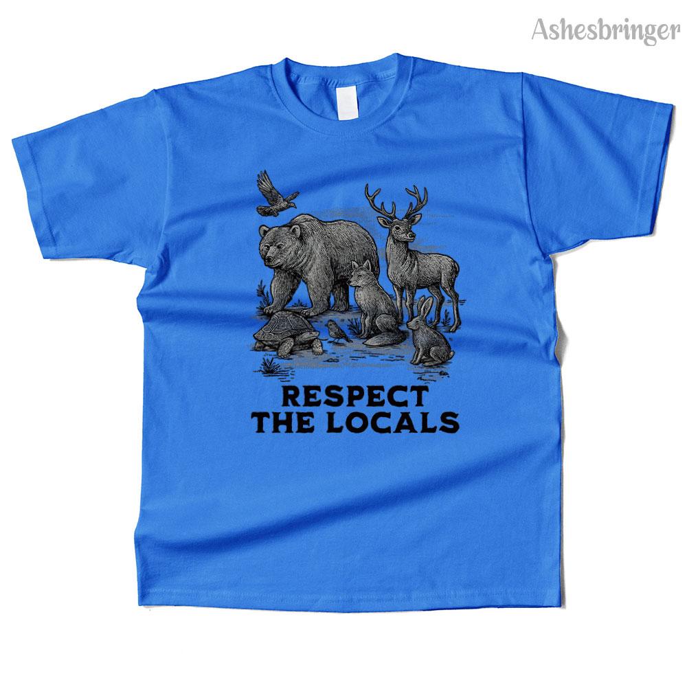 Mens Cotton Respect The Locals Graphic High Quality T Shirt Street Casual Style Tee for Men and Women