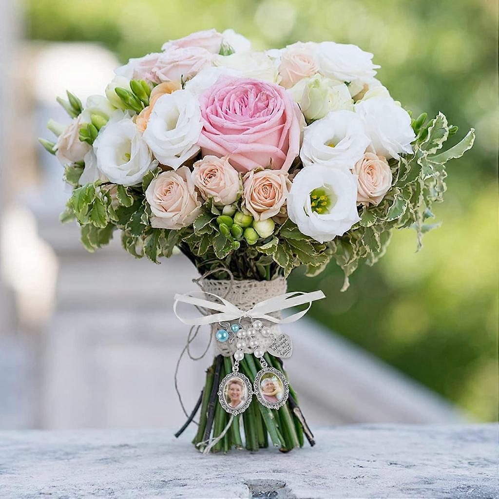 Bouquet Photo Charm Bridal Bouquet Charm Wedding Memorial Pendants with  Oval Glass Cabochons Custom Memory Photo Keepsake Picture Frame - Lacy Design