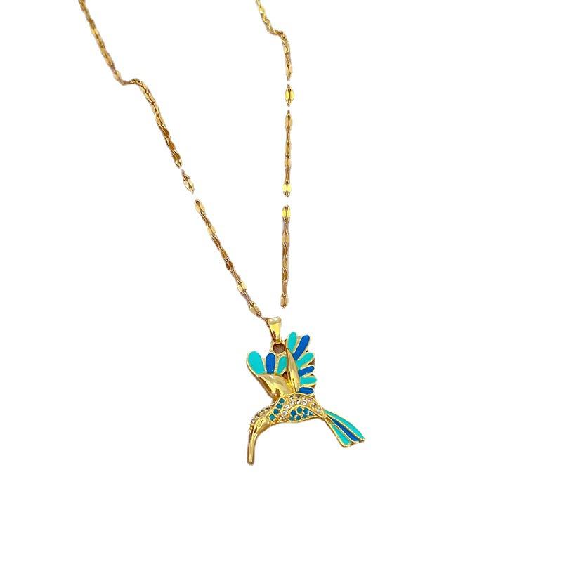 Light Luxury Color Woodpecker Zircon Design Versatile Korean Style Niche Design Live Necklace