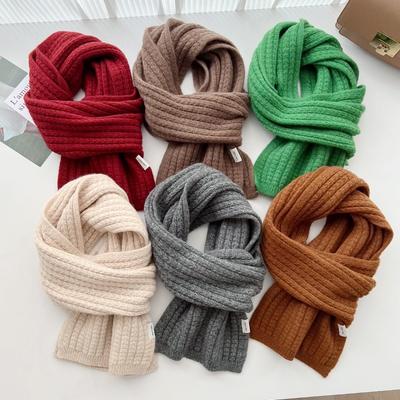 Écharpe Unisexe Douce Tricotée Laine Épaisse Écharpe de Cou Couleur Unie Extensible Tendance Automne et Hiver Polyvalente Écharpe Froide Écharpe