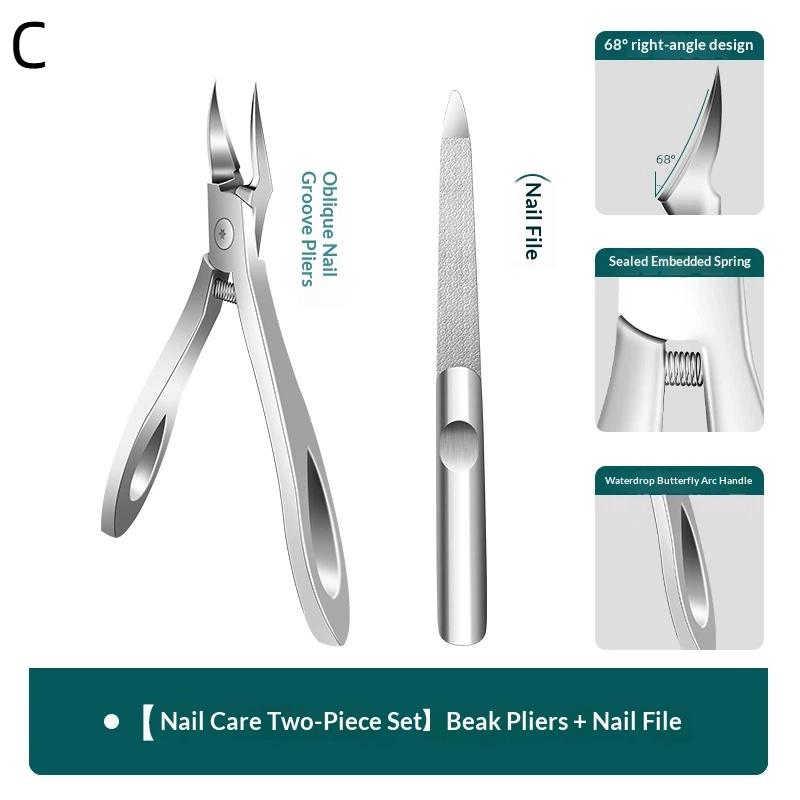 1/2/3Pcs Stainless Steel Toenail Clippers Set With Ergonomic Handle,Includes Wide Mouth Angled Scissors,Nail File Cuticle Tool