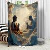 Buddhist and Christian Religious Patterns Flannel Printed Blanket Suitable for All Seasons for Living Room Office Sofa Travel