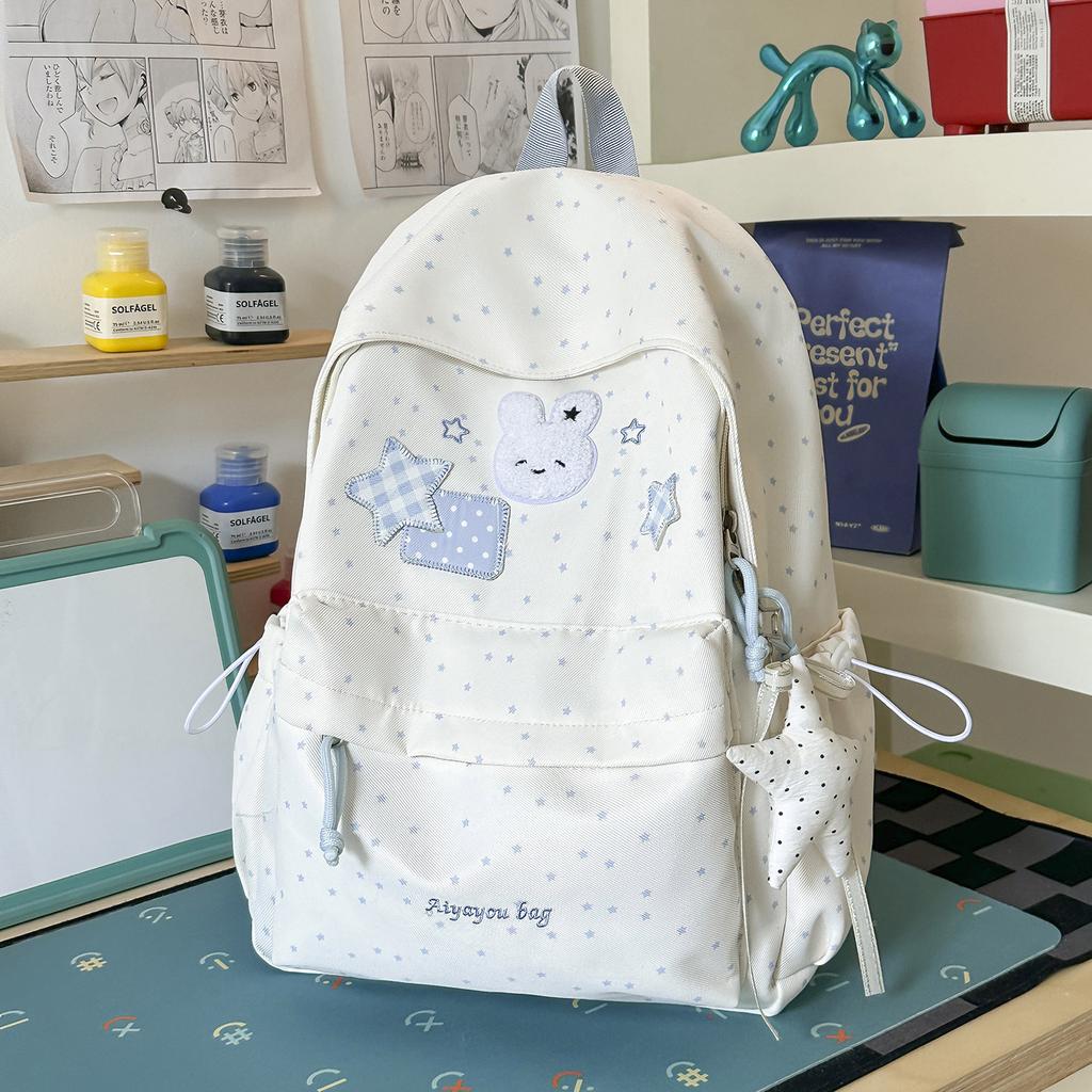 Schoolbag Summer Casual Style Cartoon Rabbit Polka Dot Sweet Girl Backpack Fresh Primary School Schoolbag Women Large Capacity Backpack