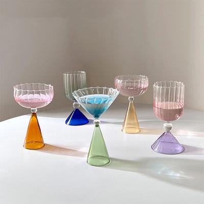 1pcs Creative Ice Cream Cup Gradient Color Martini Glass Stemmed Cocktail Cup Champagne Glass Glassware Party Home Bar Drinkware