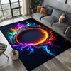 Neon Lightning Bolt Pattern Area Rug Trendy Cyber Style Non-Slip Floor Mat for Living Rooms Game Spaces