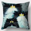 Cute Cat Pillowcase  Square Sofa Pillow Cover Watercolor Loving  Cushion cover