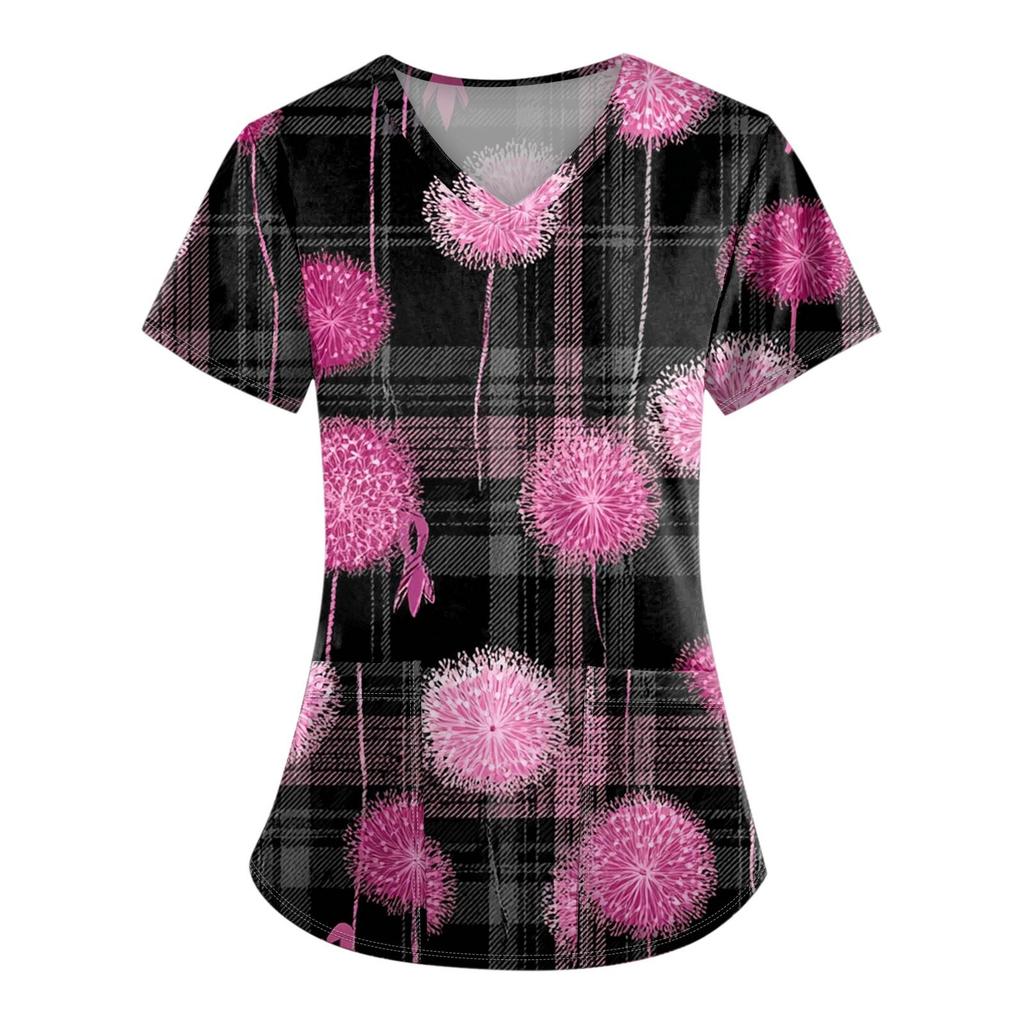 Mote Dame V-hals Kortermet Jumpsuit med Lommer Trykte Topper Klær