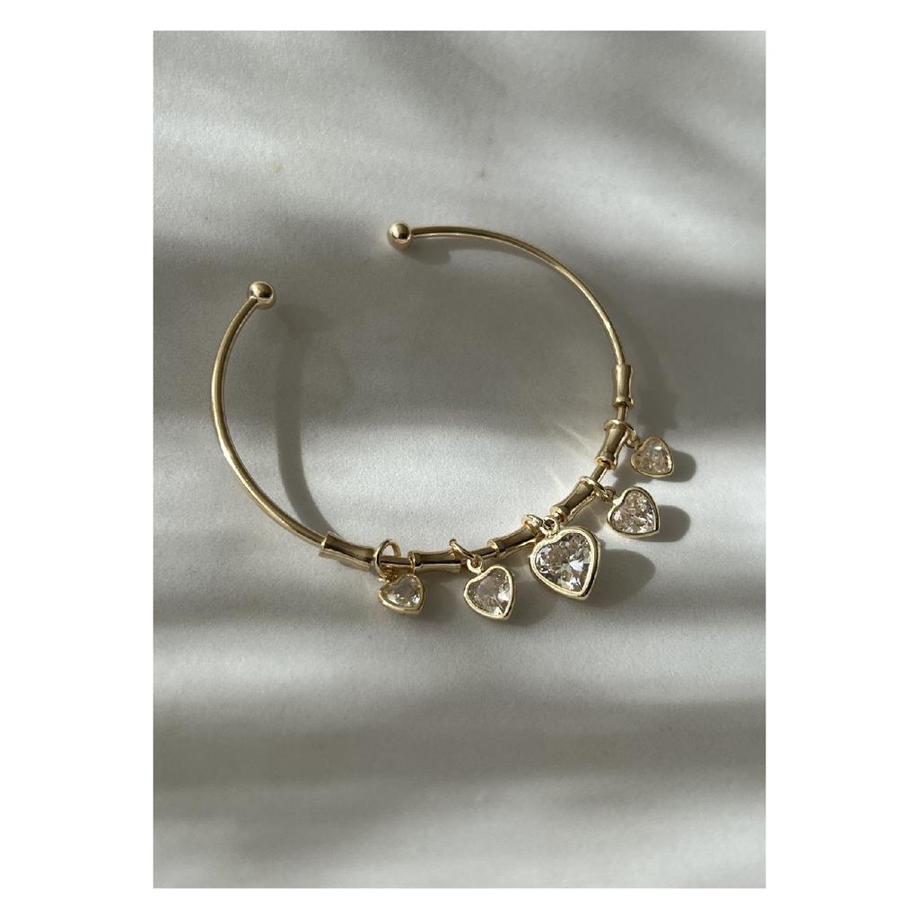 Náramek Love Clicks Zircon Stone Heart 6 cm šířka