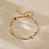 Women Fresh Style Gold Plated Color Crystal Rhombus Chain Holiday Bracelet