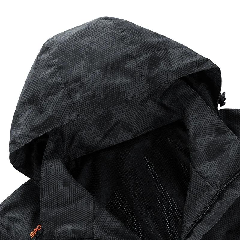 Hooded Hiking Jacket Men Outdoor Bomber Jackets Waterproof Windbreaker Spring Autumn Sports Casual Cargo Jackets Mens Coats