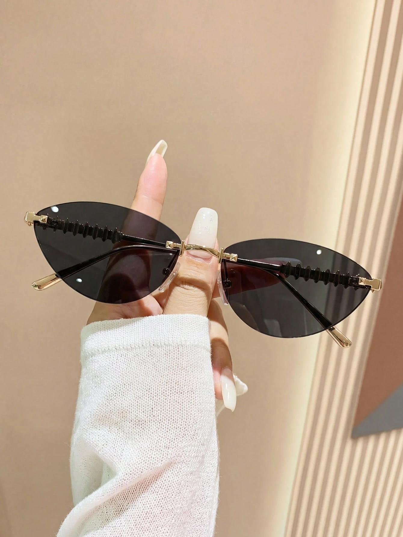 

1PC Fashionable Cat Eye Sunglasses Unisex Small Frame with Chain Decorated Arm Suitable for SportsTravel Beach Fashion Accessory