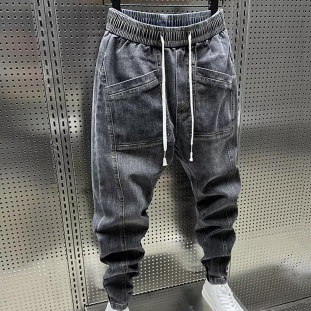 Fashion 2026 New Spring Autumn Loose Men's Drawstring Big Boy Jeans Denim Jeans Casual Elastic Waist Yk2 Streetwear Pants
