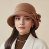 Hat Lady Autumn and Winter New Wool Top Hat Fashion Flower Warm Basin Hat Bucket Hat