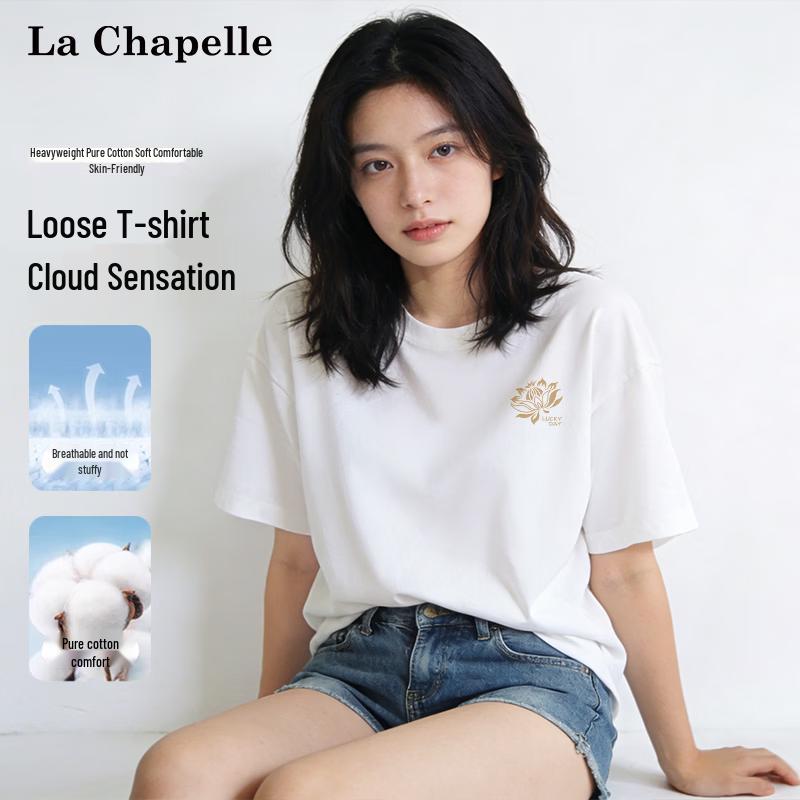 

La Chapelle Women s Heavyweight Lotus Print Cotton T-Shirt 2XL