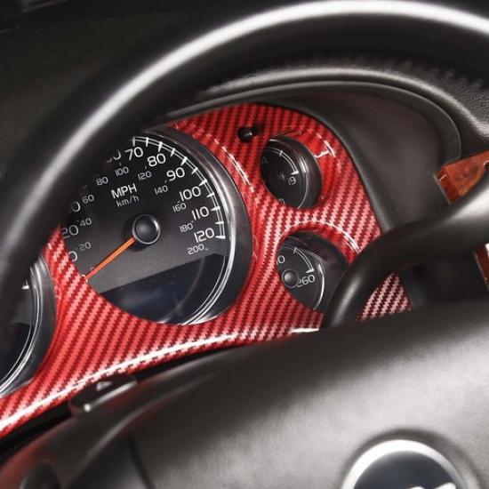 Red Carbon Fiber Dashboard Speed Meter Cover Trim For Avalanche & Tahoe 2007-13