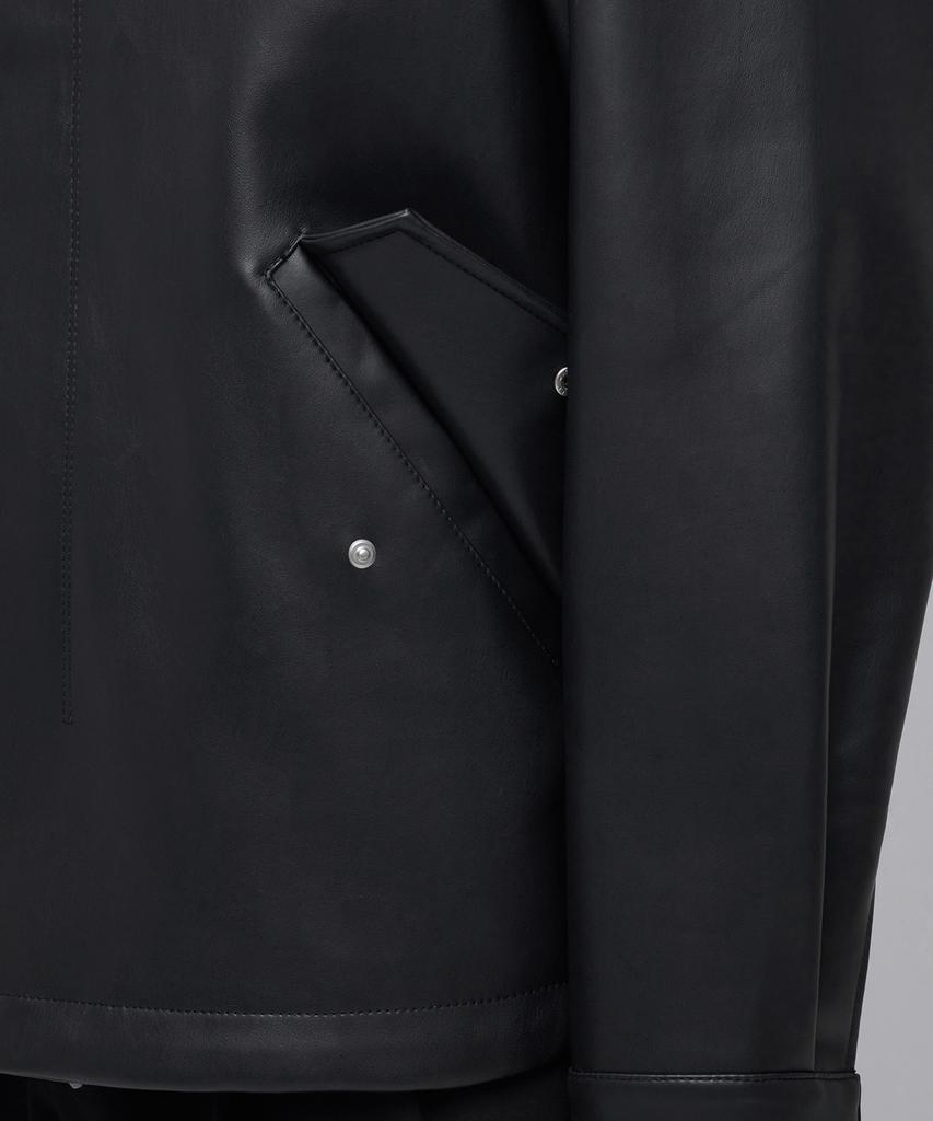 Musinsa Standard Synthetic Leather Oversized Crop Field Jacket [Black]