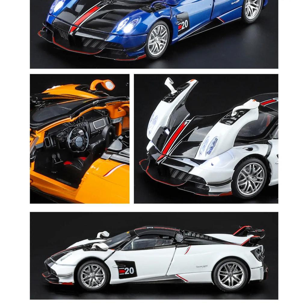 NEW 1/32 Pagani Huayra BC Supercar Alloy Car Model Sound and Light Pull Back Children's Toy Collectibles Birthday Gift
