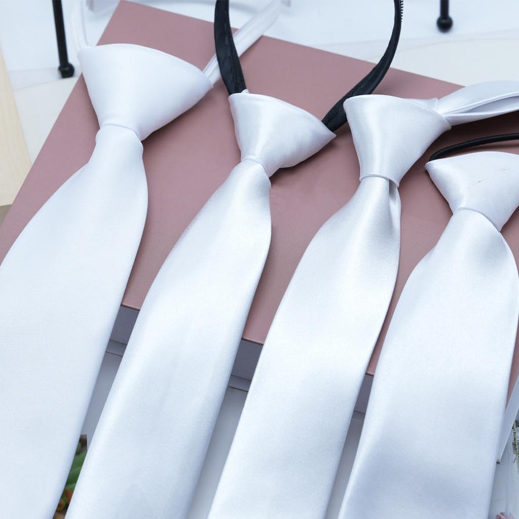 Solid Color White Neck Tie for Men Women Children Graffiti for Father's Day Decoration Necktie Adjustable Zipper Ties