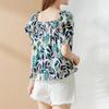 Summer New Women's Clothing Square Collar Fashion All-match Printing Shirt Ladies Korean Puff Sleeve Casual Sweet Style Blouses