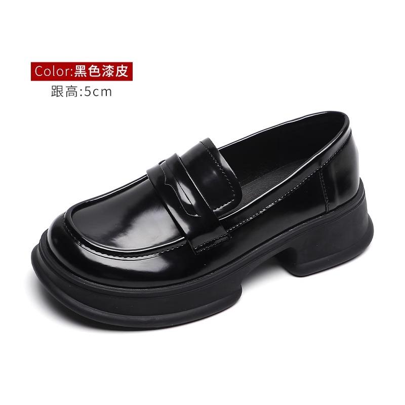 

туфли JK на толстой подошве из маленькой кожи женские в британском стиле маффин на мягкой подошве лоферы весенние с круглым носком на шнуровке универсальные туфли Мэри Джейн 40